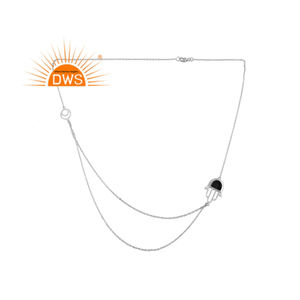 Hamsa mano diseñador 925 collar de plata fina al por mayor negro ónix piedra preciosa collar joyería colección Vintage - Product Image 1