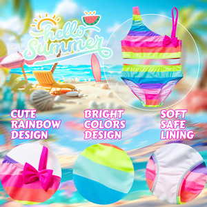 Conjunto de Traje de Baño de Dos Piezas de Poliéster con Estampado de Dibujos Animados para Niñas, Estilo Bruja, Moda de Playa de Verano, para 2-4 y 4-6 Años, Éxito de Ventas Transfronterizo - Product Image 5