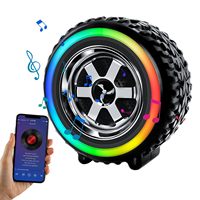 Haut-parleur populaire G2389 en forme de roue de voiture avec lumière RVB, basses puissantes, audio stéréo riche, haut-parleur portable de petite taille