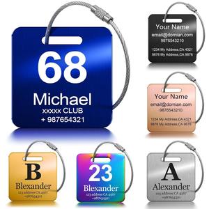 Étiquettes de bagages en métal avec logo personnalisé, étiquettes de voyage en aluminium (design lettres), personnalisation en gros - Product Image 5