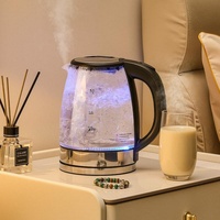 Bouilloire Électrique en Verre 1,8 L, Ébullition Rapide, Sans Fil, Arrêt Automatique, Protection Anti-Ébullition à Sec, Maintien au Chaud pour Thé/Café, Utilisation Extérieure