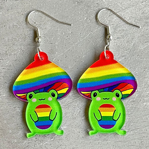 Nouvelle Console de <span class=keywords><strong>jeu</strong></span> acrylique Gay Pride bijoux Lgbtq fée été boisson amusant stylo champignon arc-en-ciel boucles d'oreilles - Product Image 6