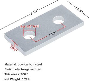 HENENG Heavy Duty 2-Hole Splice Plate 10 Pack for 1-5/8" Strut Channel, Precision 1-5/8" Hole Spacing, 7/32" Thick Flat <b>Brackets</b> - Product Image 2