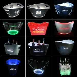 Personalizado gigante 24L resplandor iluminado LED luz acrílico metal energía bebidas hielo enfriador titular hielo bañera barril tazón vodka cubo de hielo - Product Image 5
