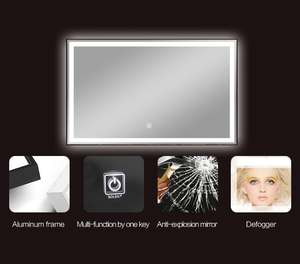 Hotel Wall Mounted Illuminated <strong>Light</strong> up Bathroom Mirror with Aluminium Framen Rectangle Metal Hotel Led Mirror - Product Image 4