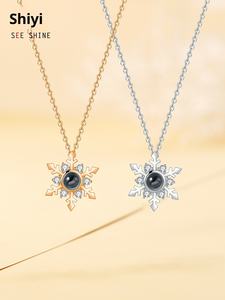 ALYAFEAI Collar con Colgante de Plata de Ley 925, Chapado en Platino, con Circonita, Diseño de Copo de Nieve y Cruz, Microincrustaciones, para Mujer, Aniversario - Product Image 6