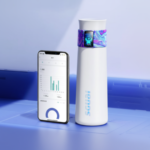 Bouteille d'eau intelligente en acier inoxydable à isolation sous vide avec batterie rechargeable, affichage de la température, écologique pour les voyages et les fêtes - Product Image 1