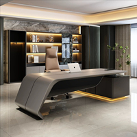 Escritorio Ejecutivo de Lujo de Alta Gama, Escritorio Presidencial Modular Moderno, Muebles de Oficina de Lujo de Fibra de Densidad Media