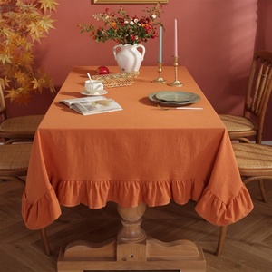 Stone Washed Flounce Customizable Size Linen <b>Tablecloth</b> for Hotel Dining Rooml Linen Table Cloth Wholesale - Product Image 1