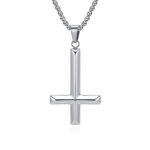 Instagram-worthy, niche yunnique style inverted cross necklace for men, a rebellious and individualistic <b>titanium</b> s - Product Image 1