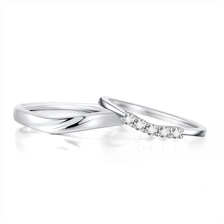 Custom Logo Valentine`s Day Gift 925 Sterling Silver Simple Style Couple Lover Rings