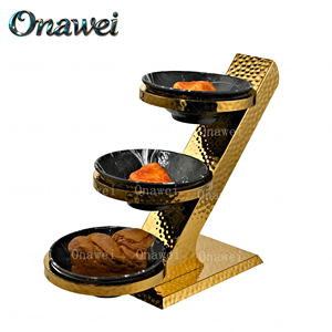 حامل تقديم حلويات Onawei ذهبي من الستانلس ستيل، 3 أدوار، لتزيين حفلات الزفاف والشاي بعد الظهر والبوفيه، لعرض الطعام - Product Image 6