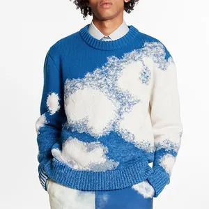 garment custom mens sweater manufacturer thick knit jacquard sweaters women's wool & blends color block woolen sweater
