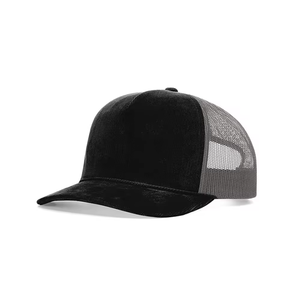 Gorra de camionero de malla de pana bordada con logotipo personalizado, gorra de camionero de 5 paneles para hombre - Product Image 6