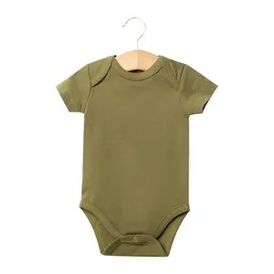 2023 GOTS Certified Organic Cotton Kids Säuglings bekleidung Neugeborener Stram pler Plain Baby Summer Bodysuit