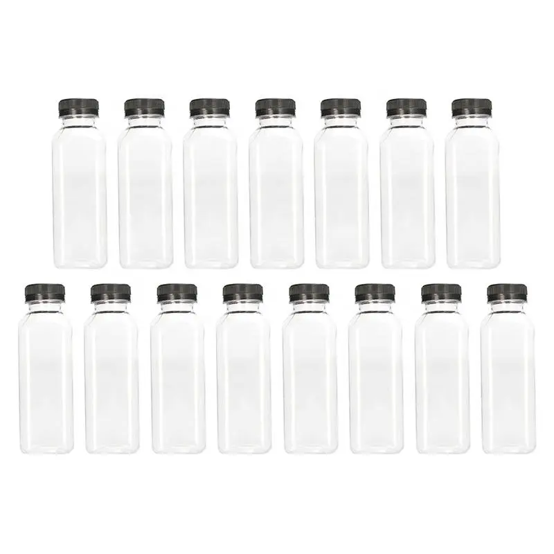 8 oz 16 oz 330 ml boisson sans bpa jus transparent en plastique vide pour animaux de compagnie carré presse-agrumes conteneurs bouteille de boisson pour jus de boisson