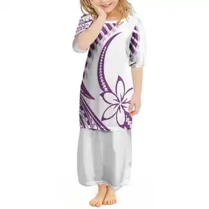 Polynesian geleneksel elbiseler çocuk özel Logo kızlar için resmi durum parti pupusi ucuz toptan konfor çocuk elbise 2024