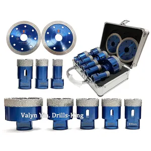 Diamond Hole Saw Kit Core Drill Bit Set + 20/25/32/35/40/45/50/68mm Diamond Drill Bits + 2* Diamond Blade