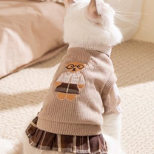 Ropa para Gatos <span class=keywords><strong>de</strong></span> Estilo Academia, <span class=keywords><strong>de</strong></span> Tela Cómoda, <span class=keywords><strong>de</strong></span> Dos Patas, para Clima Frío, Suéter Cortavientos para Mascotas, Vestido para Gatos - Product Image 6