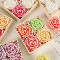 Vela de Cera de Soja con Forma de Rosa, Estilo Clásico, Venta al por Mayor, Regalo de San Valentín o Cumpleaños, Rosa Artificial Aromática Hecha a Mano