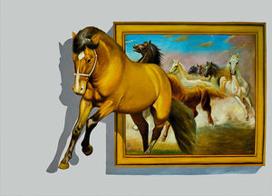 <span class=keywords><strong>Peinture</strong></span> à l'huile sur toile d'animaux de dessin animé, <span class=keywords><strong>buffle</strong></span> d'eau, image murale décorative mignonne - Product Image 2