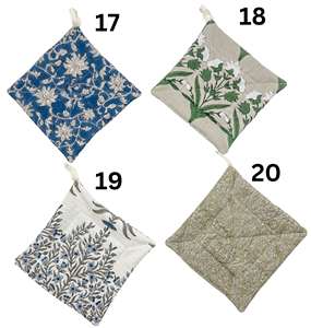 Bloc à main à fleurs de créateur Porte-pot bleu Impression sur polyester/coton Botanique Ferme Rusty Manique Cuisine Cadeau - Product Image 5