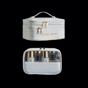 Bolsa de Aseo Portátil de Gran Capacidad de Cuero PU para Mujer, Neceser Organizador, Bolsa de Maquillaje - Product Image 5