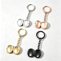 Ywyougang Porte-clés médaillon photo ovale lisse 4 couleurs, accessoire porte-clés vierge pour gravure personnalisée