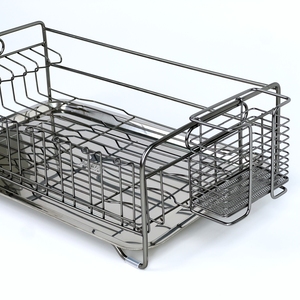 رف تخزين قائم بذاته بتصميم عصري مخصص من الفولاذ المقاوم للصدأ 201 + سلك PVC بطلاء كهربائي لتجفيف الأطباق والأوعية - Product Image 3