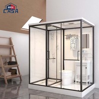 Cabina de Ducha Prefabricada Plegable de Acrílico Todo en Uno para Interiores con Inodoro y Ducha