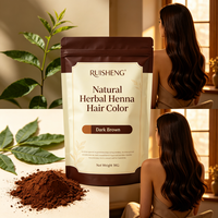 Herbal Dark Brown Henna Powder for Hair Dye, Natural Dark Brown Hair Color No Ammonia Custom Package