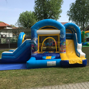 Castillo inflable con tobogán y piscina de chapoteo con temática oceánica, casa inflable comercial. - Product Image 6