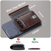 Tas kartu magnetik kulit PU lipat ganda, dompet ponsel magnetik kuat, kulit PU sederhana, tongkat belakang baru