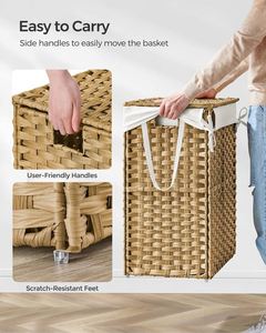 Taşınabilir kirli sepet dokuma sümbül cep duvarı 3 küçük katmanlı çamaşır beyaz yıkanmış Rattan kanepe depolama mutfak havlusu sepet - Product Image 4