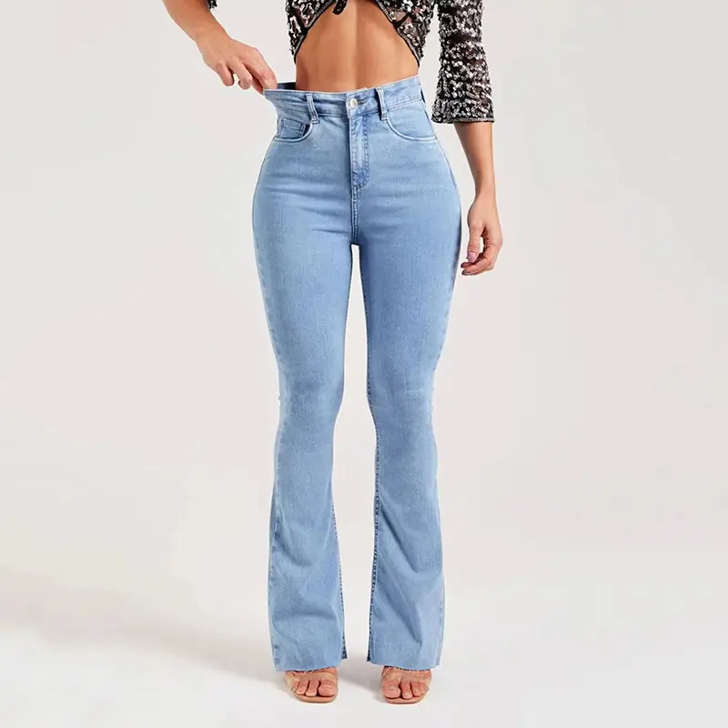 Großhandelspreis beschädigte Skinny Jean-Hose Hosen, Damen zerrissene Jeans Slim Denim-Hose Damen Übergröße Jeans /