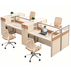 โต๊ะทำงานสำนักงานแบบโมดูลาร์ไม้สมัยใหม่ พร้อมฉากกั้นพลาสติก ระบบแผงกั้น ชุดโต๊ะทำงาน - Product Image 2