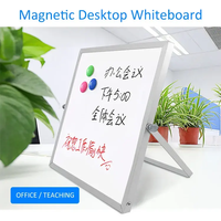 Petit tableau blanc effaçable double face magnétique pliable à 360 degrés avec support