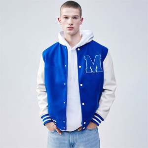 Manteau à blocs de couleurs personnalisé de haute qualité pour hommes, veste universitaire de baseball décontractée avec broderie à boutons et coupe normale - Product Image 5