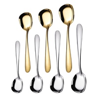 Cuillères carrées en acier inoxydable style coréen pour soupes épaisses, dîners, desserts, glaces, buffets, vaisselle de table, dorées