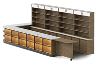 Comptoir de caisse en bois personnalisé pour magasin de proximité, bureau de caisse moderne avec armoire de rangement pour spiritueux, vin, tabac, boutique de détail
