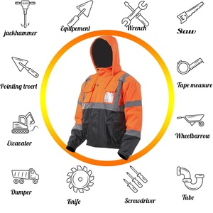 Giacca Antipioggia ad Alta Visibilità Kango, Impermeabile Riflettente Tipo Bomber 6000mm con Cuciture Sigillate per Lavoratori Ferroviari - Product Image 3