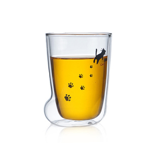 Canecas Duplas de Café em Vidro com Design de Pata de Gato Transparente e Fofo, Copos Pequenos Resistentes ao Calor - Product Image 6