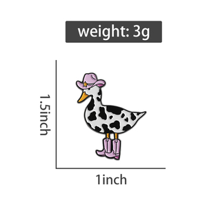 Pin esmaltado de pato vaquera de <span class=keywords><strong>vaca</strong></span> rosa, botas de vaquero de pato occidental, broche de Animal de ganso tonto, insignia de solapa, regalo de joyería divertido para amigos - Product Image 6