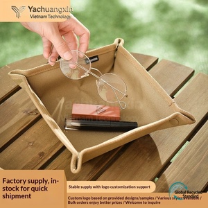 Outdoor folding storage tray thickened Oxford textile camping desktop debris tray portable printable logo storage tray - Product Image 4