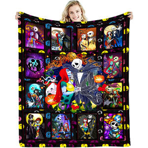 Kustomisasi cepat selimut perjalanan tempat tidur Sofa Festival selimut bulu flanel Jack karakter horor Halloween kualitas tinggi - Product Image 5