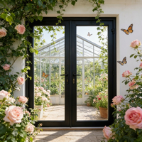 Porte à battants en aluminium à rupture de pont thermique, double vitrage à l'argon, avec moustiquaire, couleur personnalisée, pour terrasse et balcon
