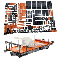 Modèle de train Panzer Tank avec wagon-plat, ensemble de construction MOC, jouet, transporteur ferroviaire sans rail, blocs de construction