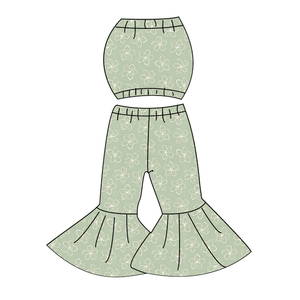 Ensembles de vêtements en gros pour bébés filles, personnalisés, imprimés floraux, hauts bustier sans manches, tenues décontractées été/automne, ensembles 2 pièces pour adolescentes - Product Image 5