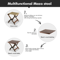 Chaise pliante portable moderne KingGear pour l'extérieur, tabouret pliable en bois de hêtre et toile, facile à transporter, pour la pêche et l'ameublement extérieur