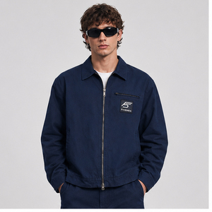 Chaquetas de Mezclilla Bordadas de Algodón de 12 oz, Estilo Casual Vintage, Chaqueta de Trabajo Extra Grande <span class=keywords><strong>para</strong></span> Mecánico, Chaqueta de Trabajo Personalizada <span class=keywords><strong>para</strong></span> Hombre, Color Azul Marino - Product Image 2